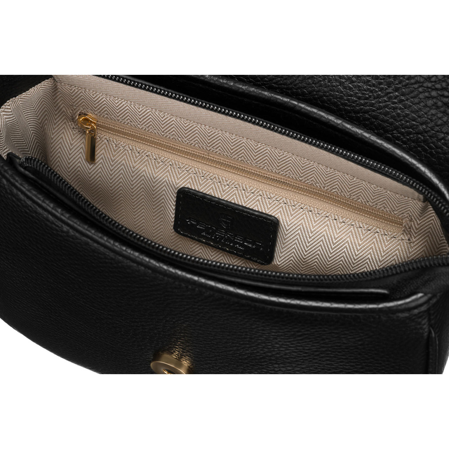 Mała, czarna torebka damska na ramię ze skóry ekologicznej - Peterson