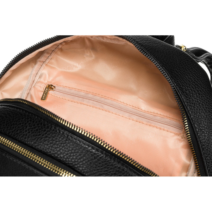 Czarny plecak damski skóra ekologiczna z kieszeniami - Rovicky