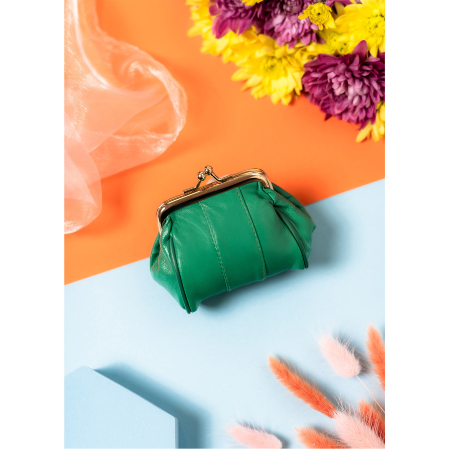 Kolorowa portmonetka damska z przeszyciami