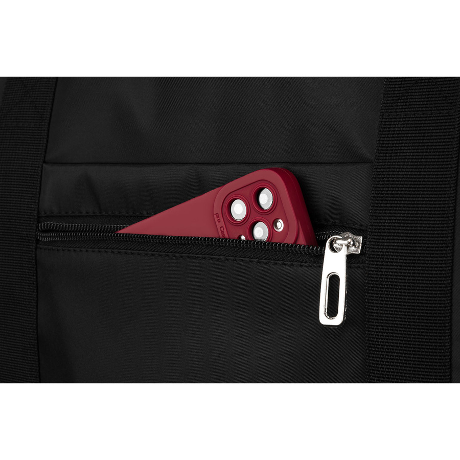 Czarna, sportowa torba podróżna z poliestru z paskiem na ramię - Peterson