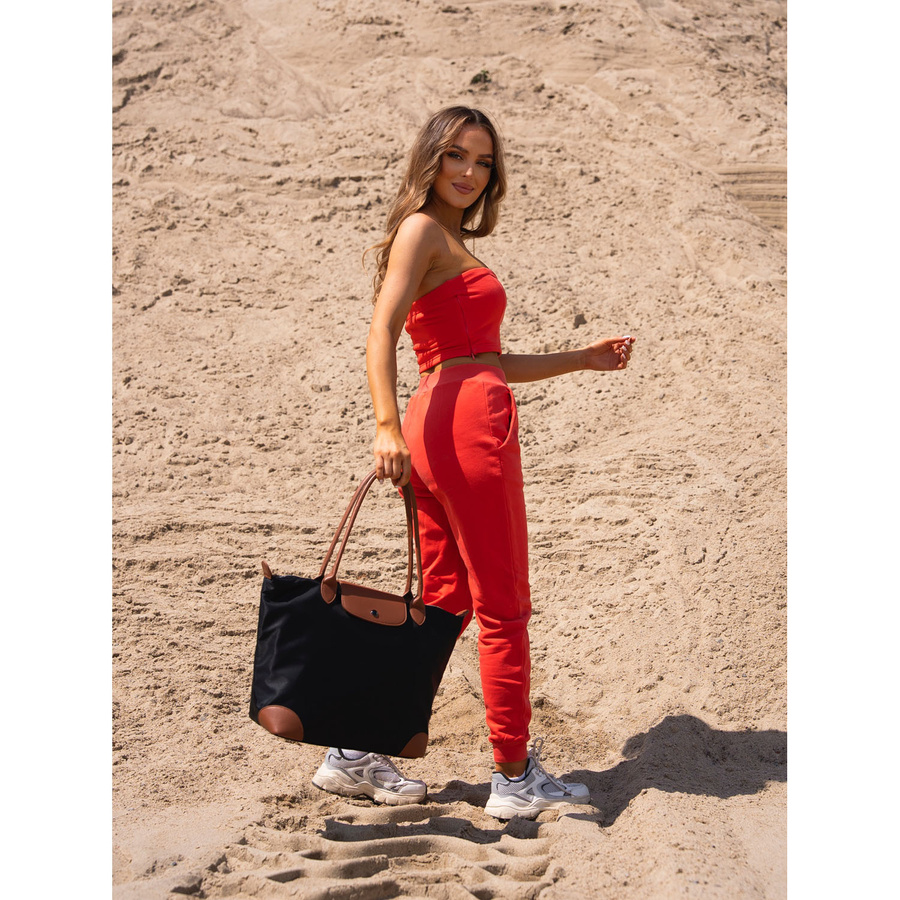 Klasyczna shopperka damska wykonana z poliestru w czarnym kolorze - Peterson