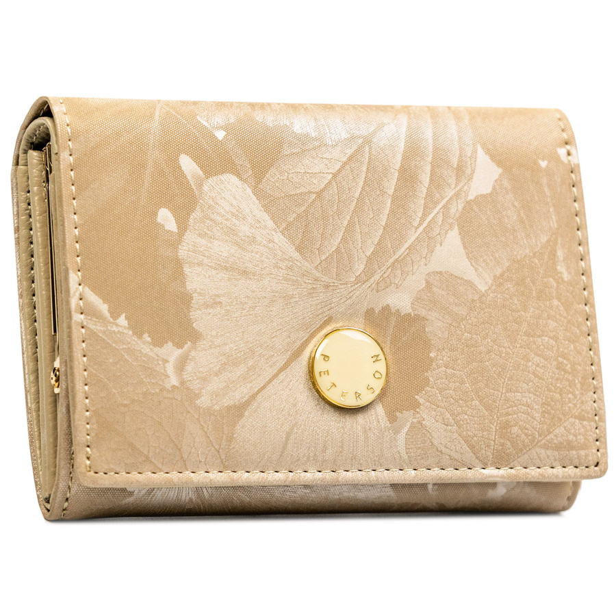 Beżowy portfel damski ze skóry naturalnej i ekologicznej z systemem RFID - Peterson