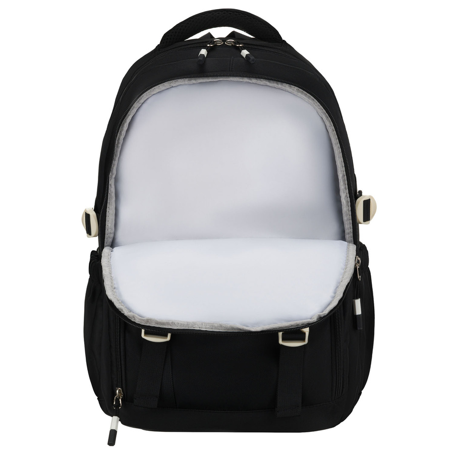 Plecak szkolny z poliestru w czarnym kolorze z przegrodą na laptopa - Peterson