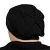 Czapka damska z haftem i kryształkami, czarna - Peterson