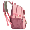 Pojemny plecak szkolny z poliestru w różowym kolorze zawieszony na regulowanych szelkach - Peterson