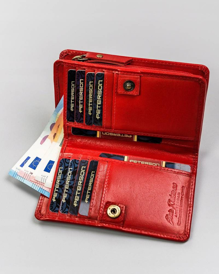 Duży, skórzany portfel damski z systemem RFID - Peterson
