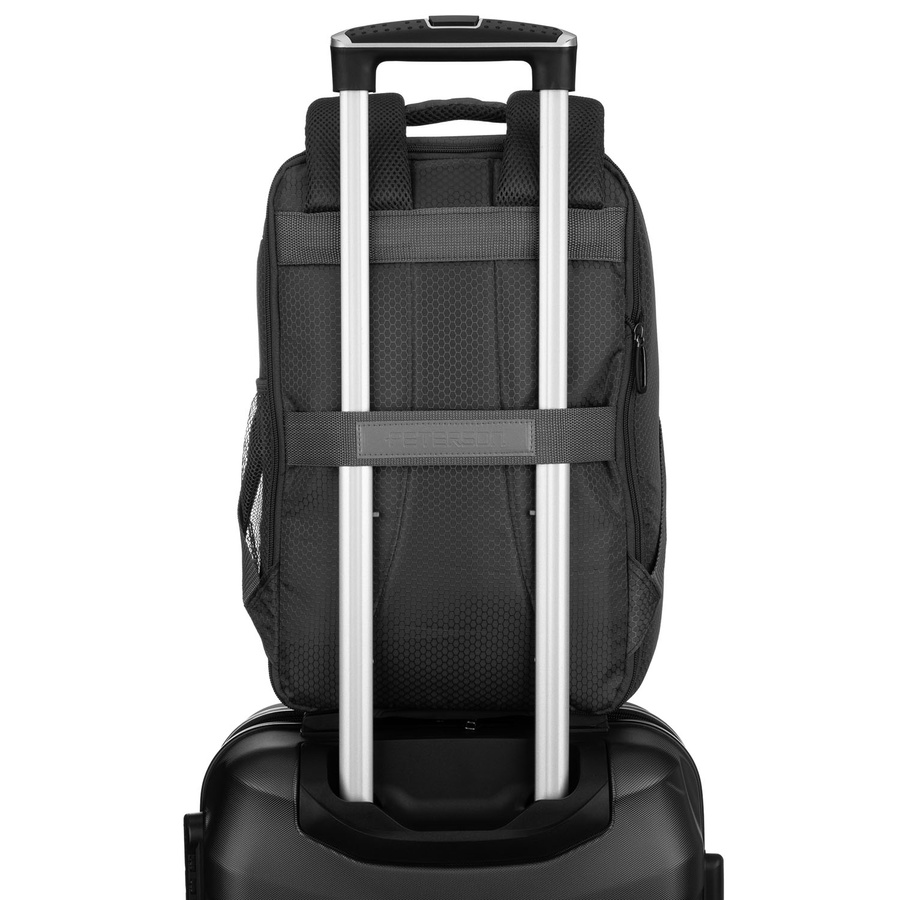 Szary, podróżny plecak z poliestru zawieszony na regulowanych szelkach - Peterson