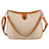 Praktyczna torebka damska z poliestru i skóry ekologicznej w kolorze ecru, zamykana suwakiem - Peterson
