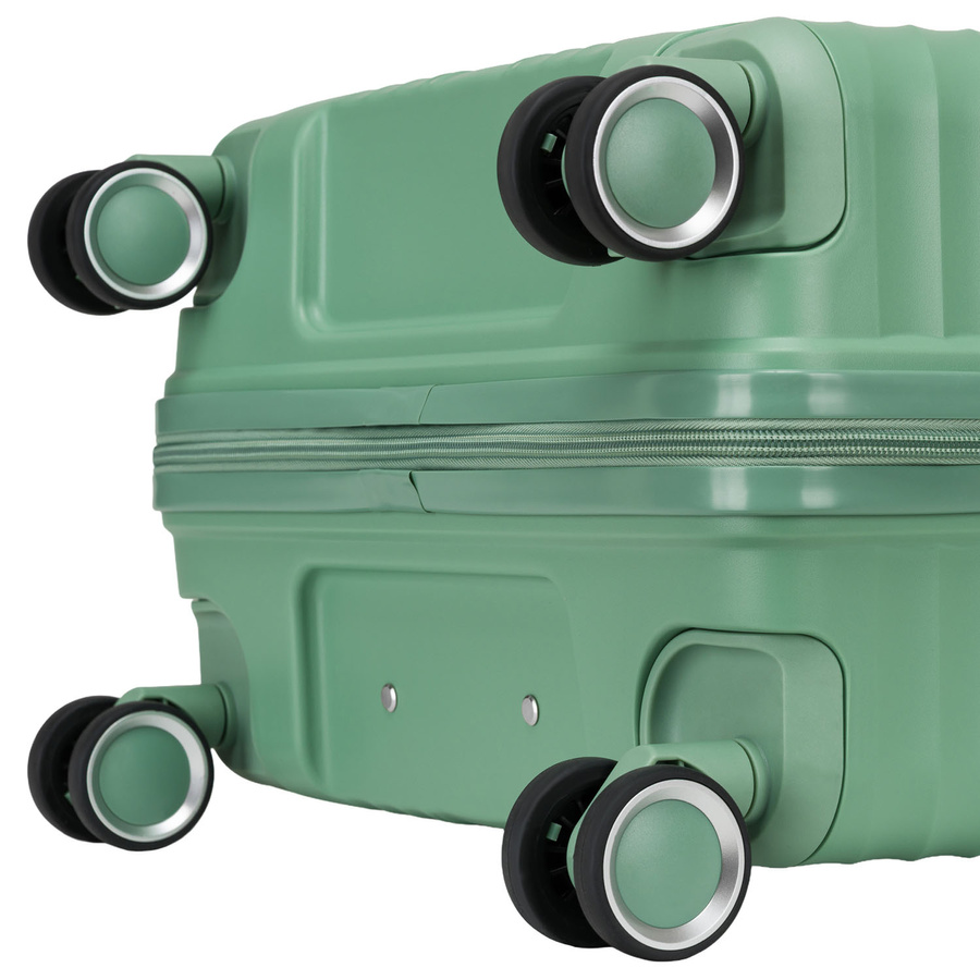 Kabinowa, zielona walizka podróżna z teleskopowym uchwytem - Peterson