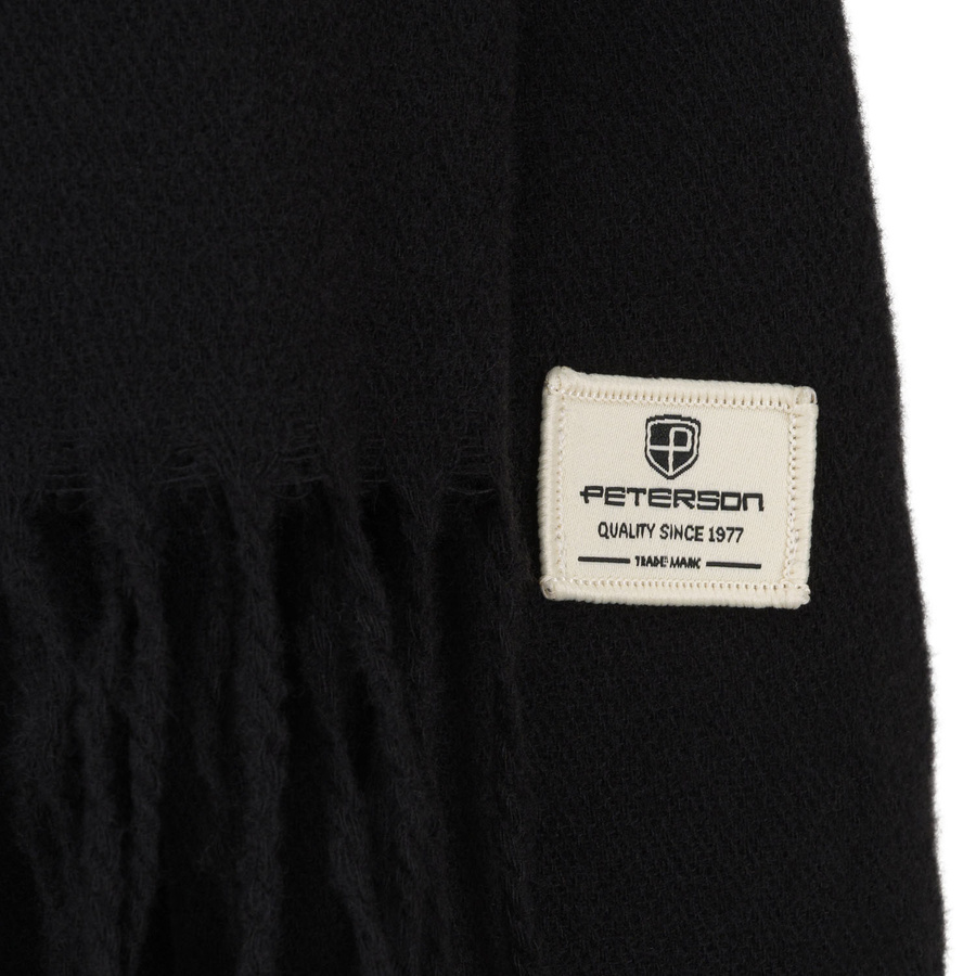 Dwustronny szalik damski z poliestru w czarnym kolorze - Peterson