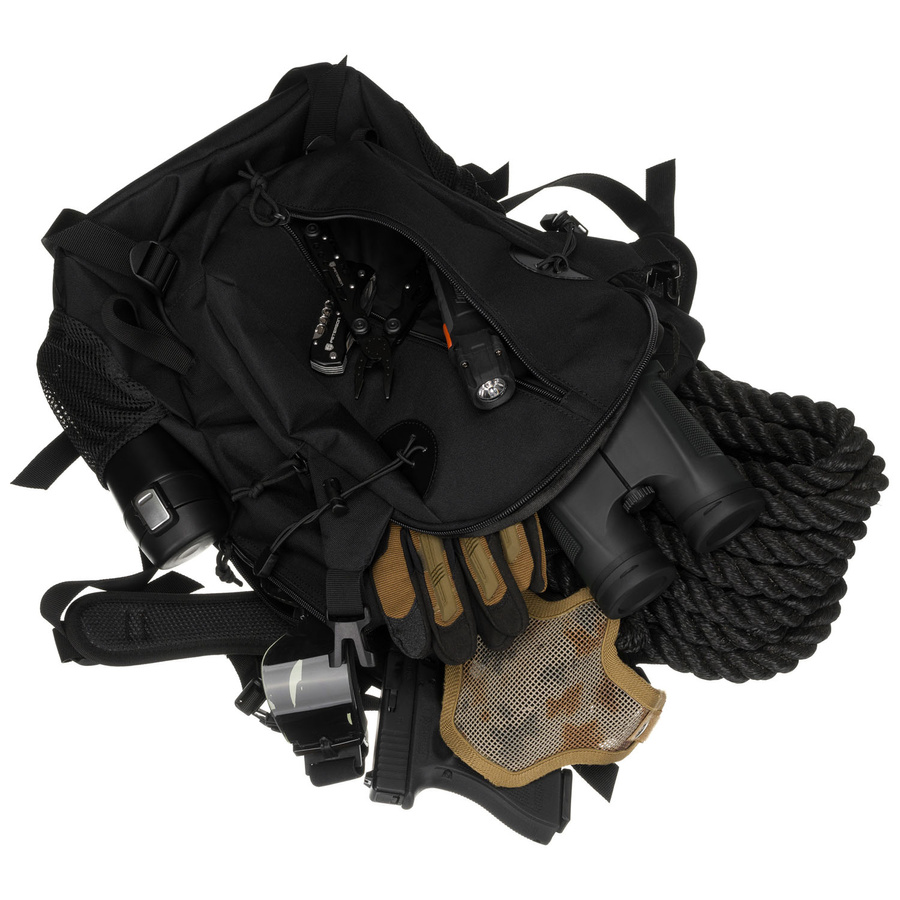 Czarny, wojskowy plecak militarny wyposażony w pasy kompresyjne - Peterson