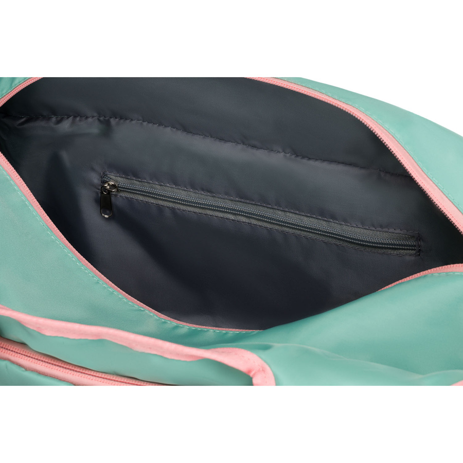 Miętowo-różowa, weekendowa torba podróżna z komorą termiczną na obuwie - Peterson