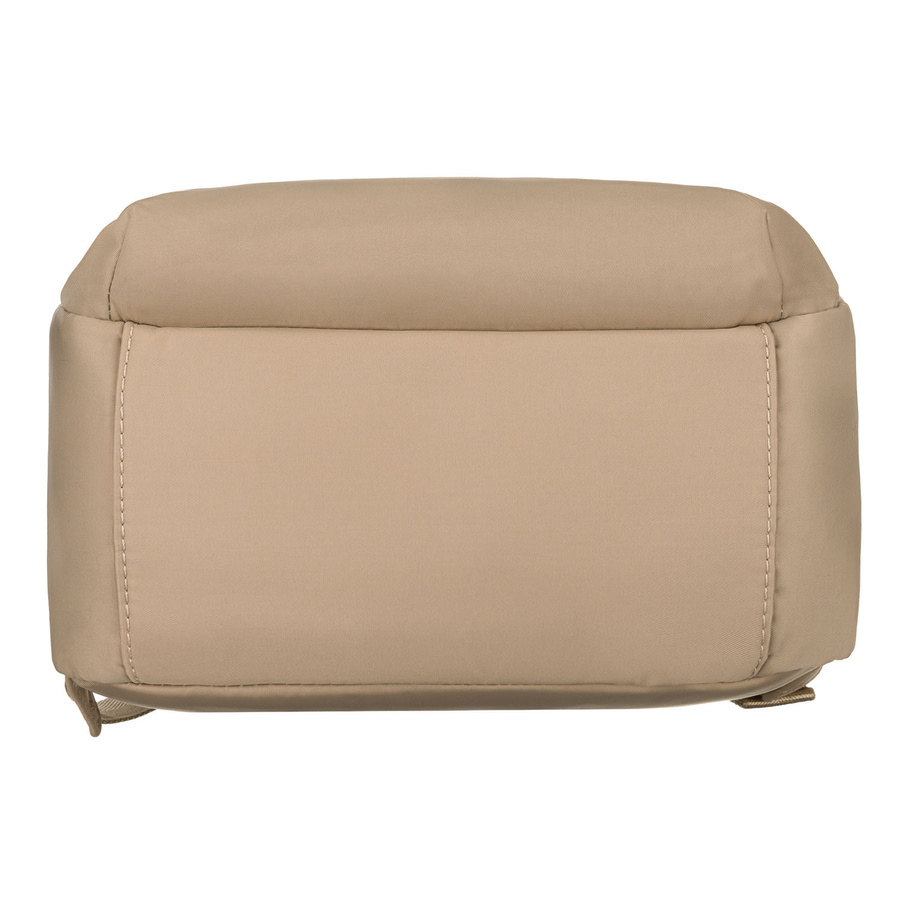 Beżowy plecaczek damski z nylonu i skóry ekologicznej zamykany suwakiem - Peterson