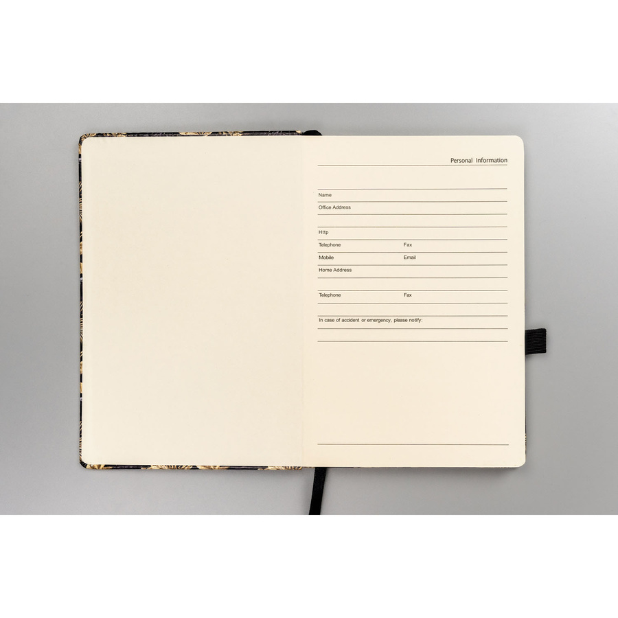 Czarno-złoty notes zadrukowany w kropki i wyposażony w gumkę zamykającą - Peterson