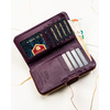 Fioletowy portfel damski ze skóry naturalnej i ekologicznej zamykany na zatrzask i suwak - Peterson