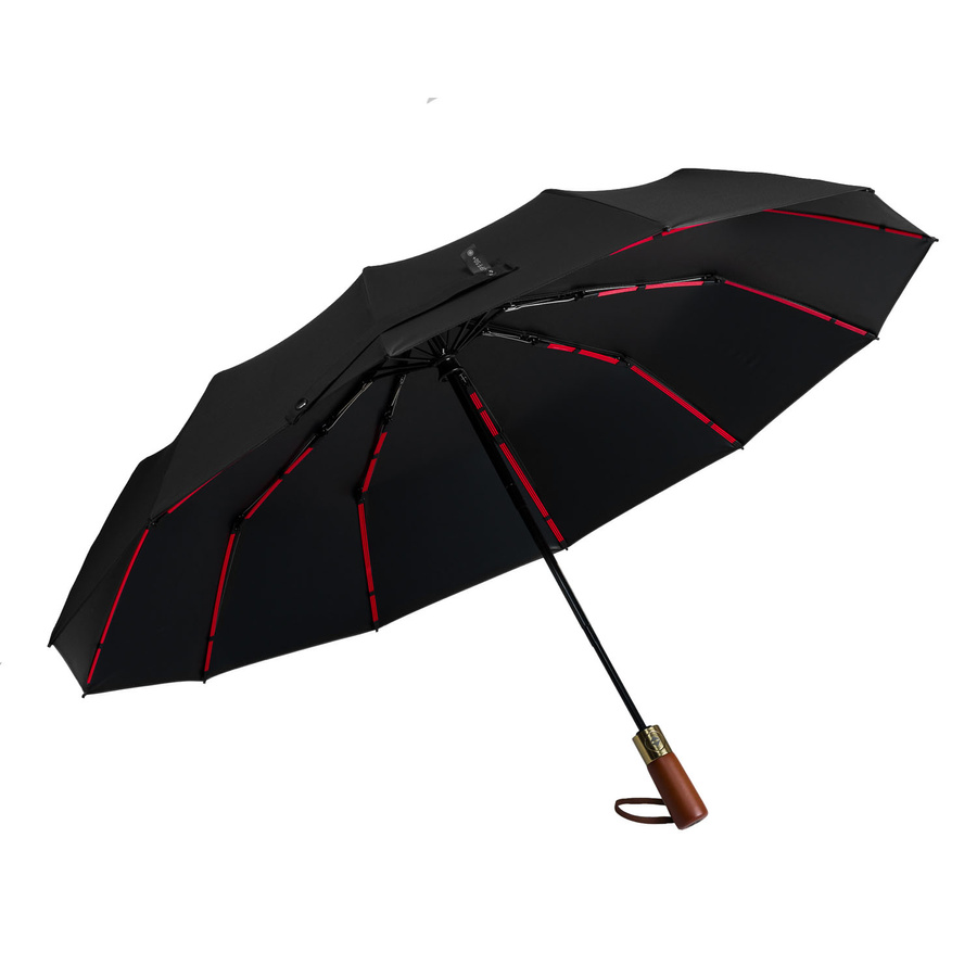 Składana, czarna parasolka w eleganckim pokrowcu - Peterson