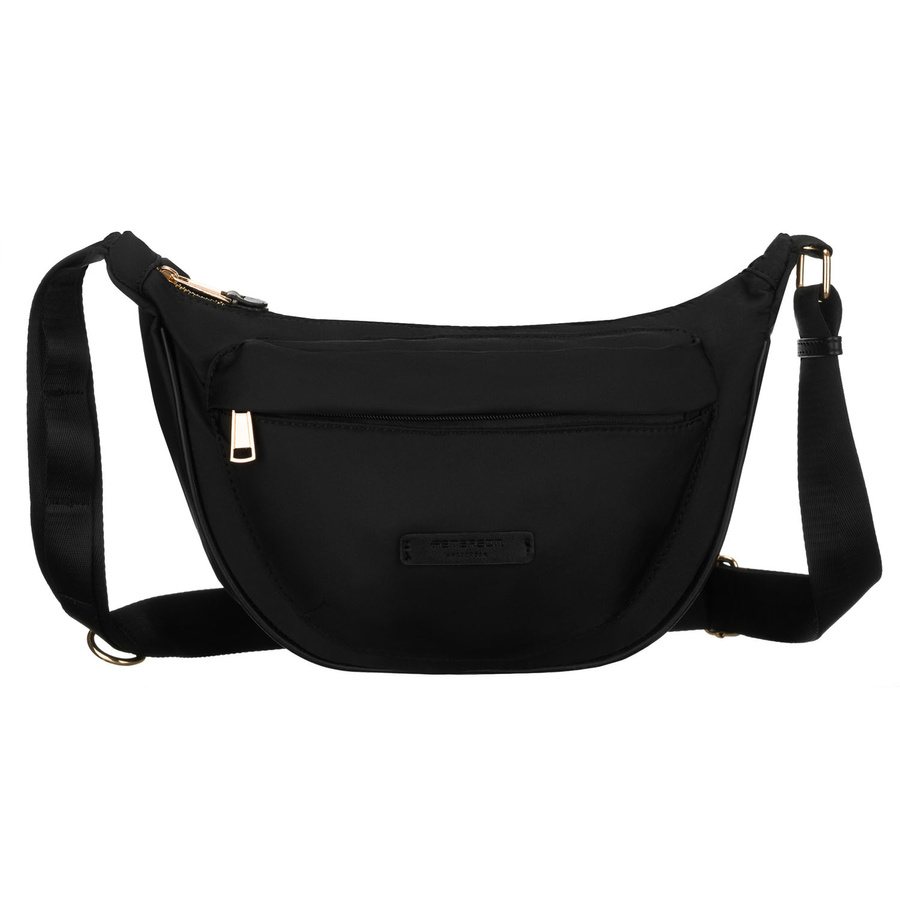 Czarna listonoszka damska wykonana z nylonu, zawieszona na regulowanym pasku - Peterson