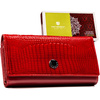 Duży portfel damski ze skóry naturalnej w czerwonym kolorze zamykany na zatrzask - Peterson