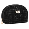Czarna kosmetyczka damska w kratę wykonana z materiału syntetycznego, jednokomorowa - Rovicky