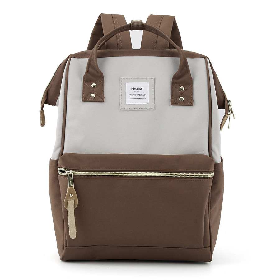 Beżowo-brązowy plecak miejski z frontową kieszenią - Himawari