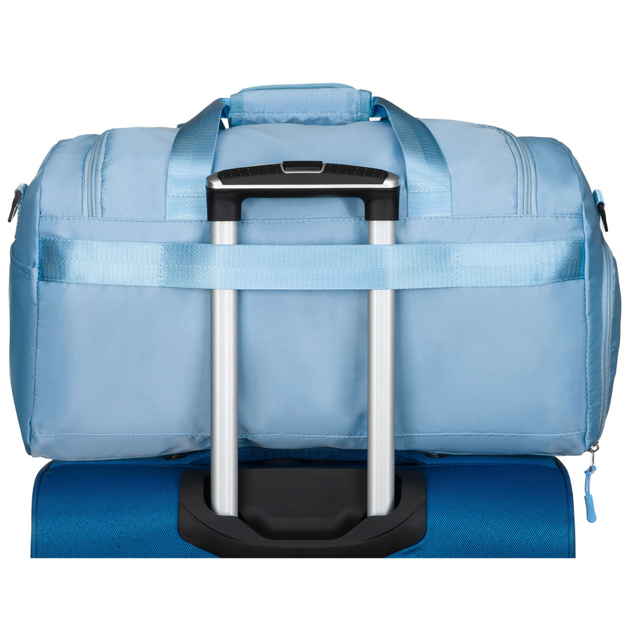 Weekendowa torba podróżna w błękitnym kolorze z uchwytem na walizkę - Peterson