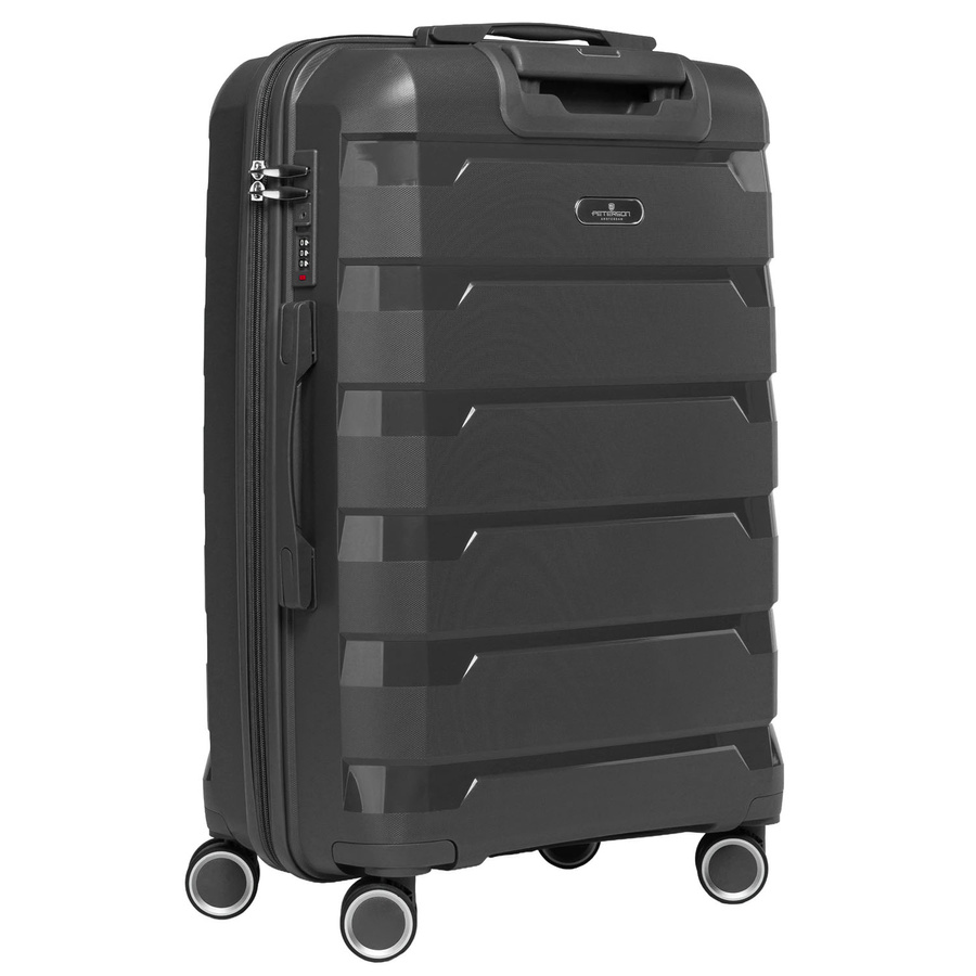 Mała walizka kabinowa z polipropylenu w szarym kolorze - Peterson