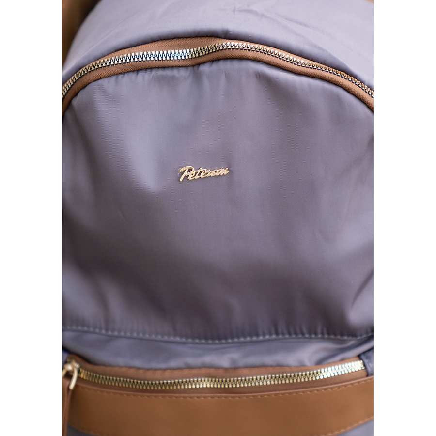 Szary, miejski plecak damski z poliestru zamykany suwakami - Peterson