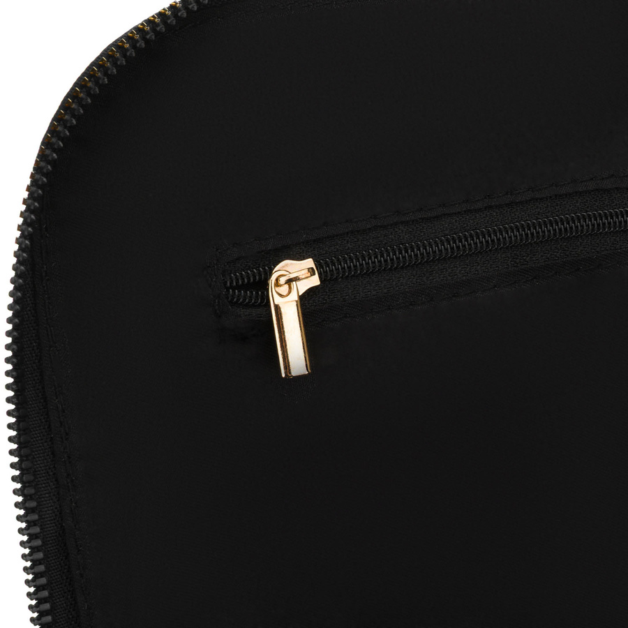 Czarny plecak damski z nylonu i skóry ekologicznej zawieszony na regulowanych szelkach - Peterson