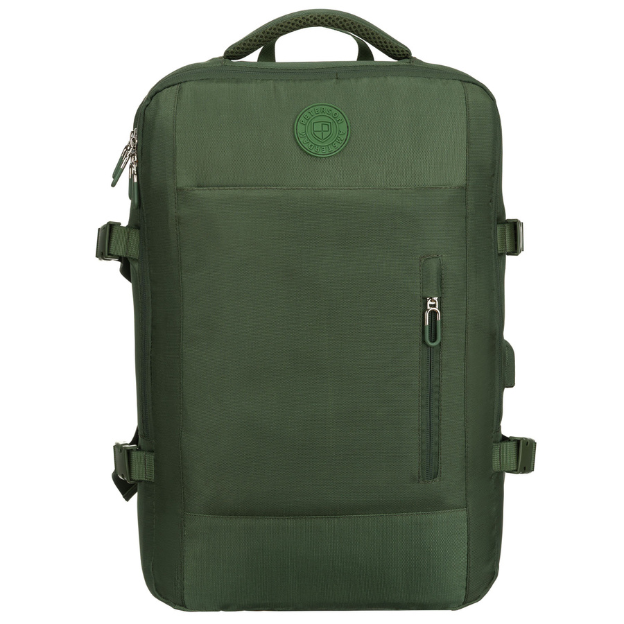 Zielony plecak podróżny z miejscem na laptopa i portem USB - Peterson
