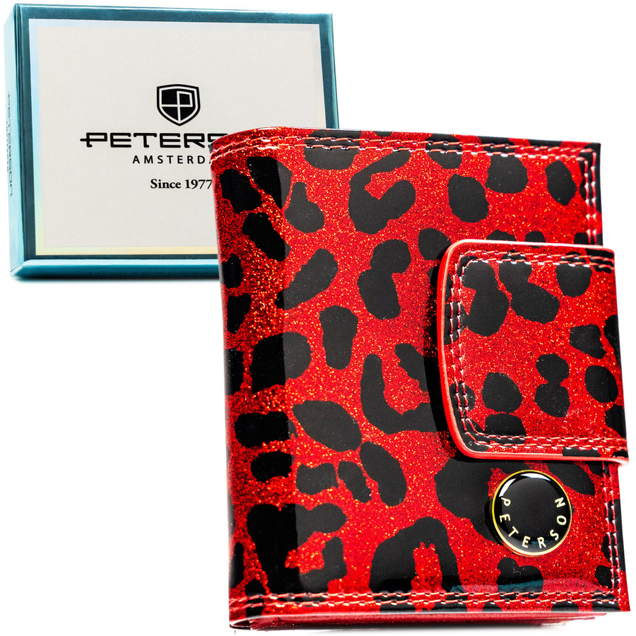 Mały portfel damski ze skóry ekologicznej i naturalnej w czerwonym kolorze - Peterson