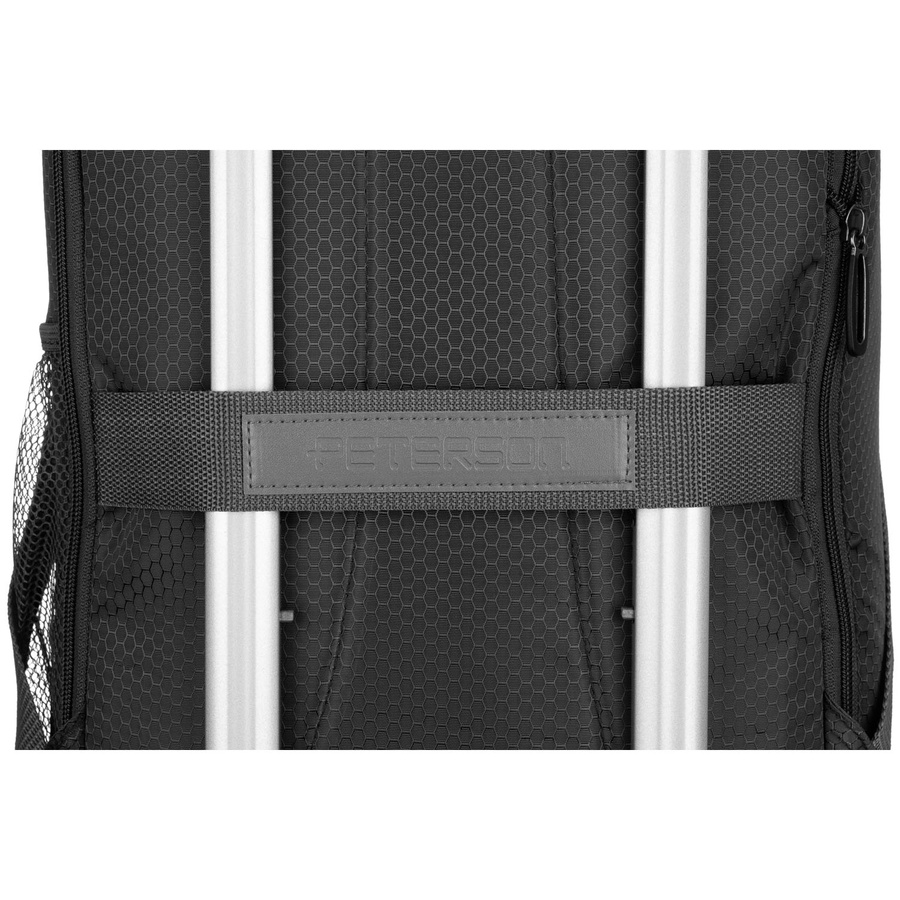 Szary, podróżny plecak z poliestru zawieszony na regulowanych szelkach - Peterson