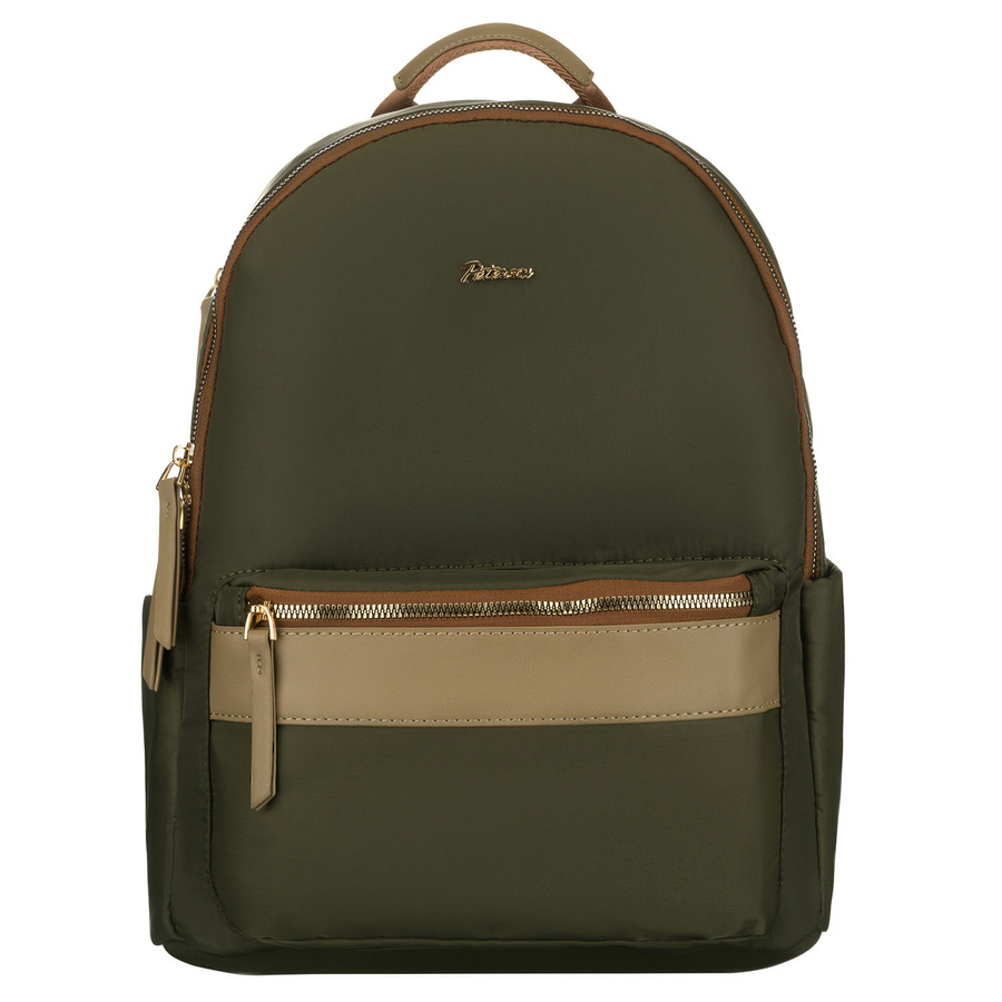 Zielony, miejski plecak damski z poliestru zamykany suwakami - Peterson