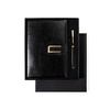Elegancki zestaw prezentowy: czarny notes A5 i długopis z czarnym wkładem - Peterson