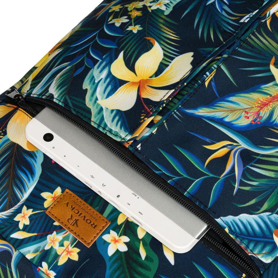 Pojemny plecak podróżny zamykany na suwak w kwiatowy wzór - Rovicky