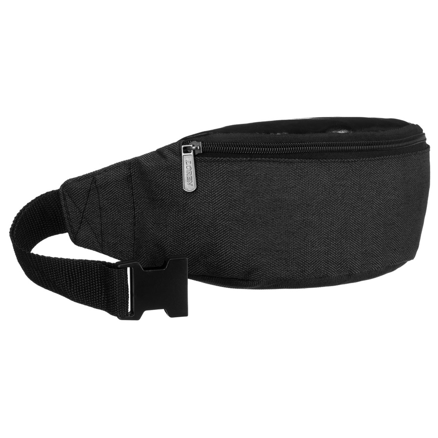 Szaro-czarna, kompaktowa saszetka z poliestru zawieszona na regulowanym pasku - Loren