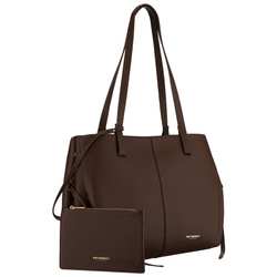 Brązowa shopperka damska wykonana ze skóry ekologicznej z praktycznym etui w zestawie - Peterson