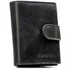 Czarny portfel męski ze skóry naturalnej wyposażony w system RFID, zamykany zatrzaskiem - Peterson