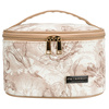 Lekka, beżowa kosmetyczka-kuferek na kosmetyki pokryta roślinnym wzorem - Peterson