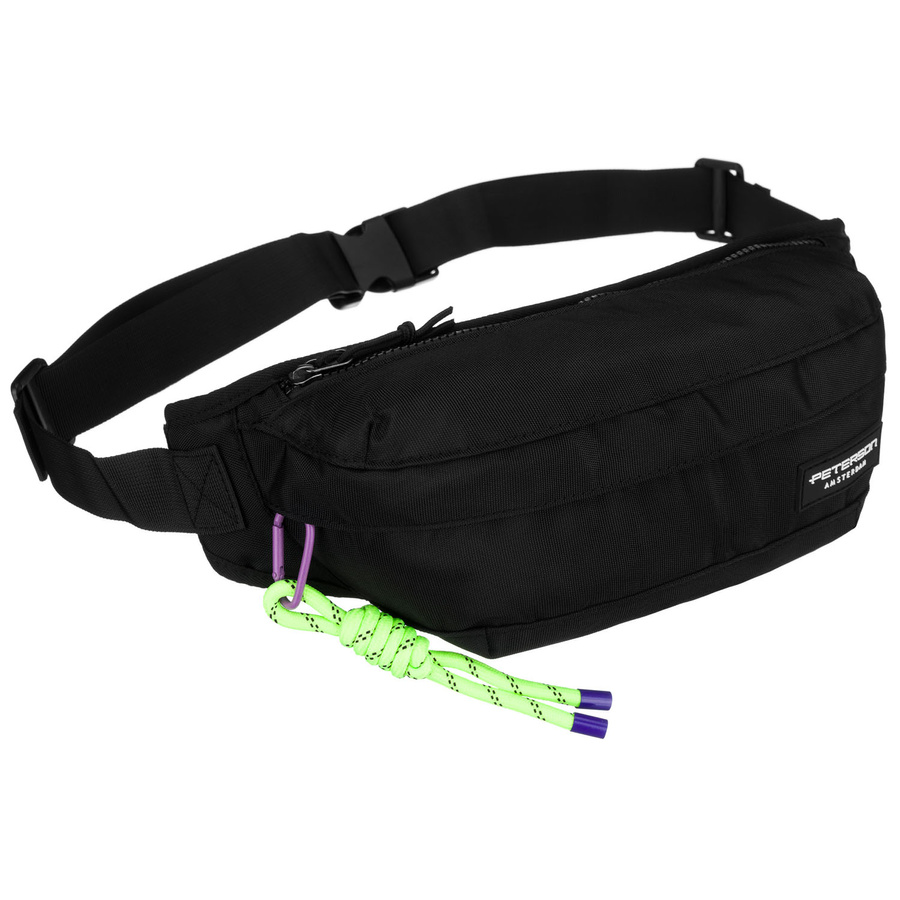 Sportowa, pojemna saszetka z poliestru w czarnym kolorze - Peterson