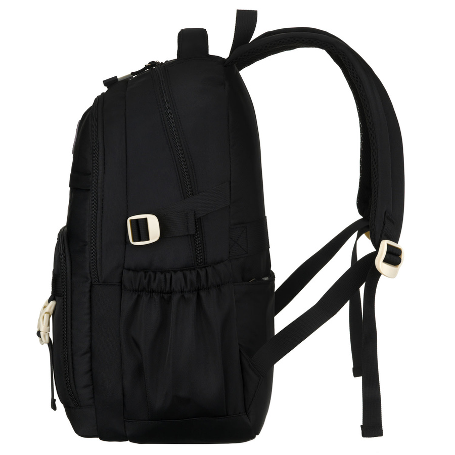 Plecak szkolny z poliestru w czarnym kolorze z przegrodą na laptopa - Peterson