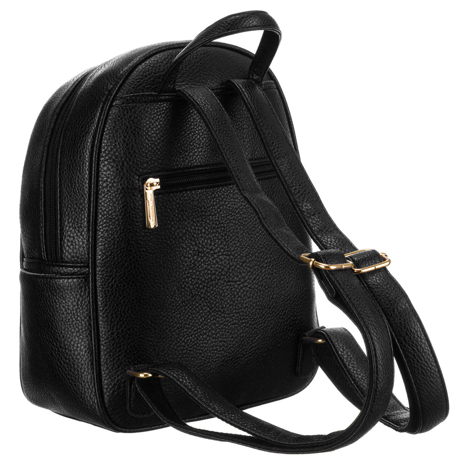 Mały pikowany modny czarny plecak damski z eko skóry Peterson