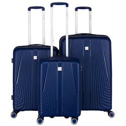 Zestaw walizek podróżnych z tworzywa ABS w granatowym kolorze - Peterson