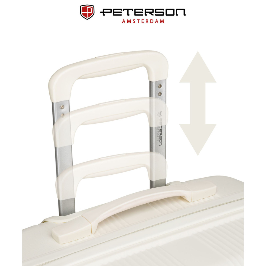 Duża walizka podróżna w beżowym kolorze z wodoodporną skorupą - Peterson