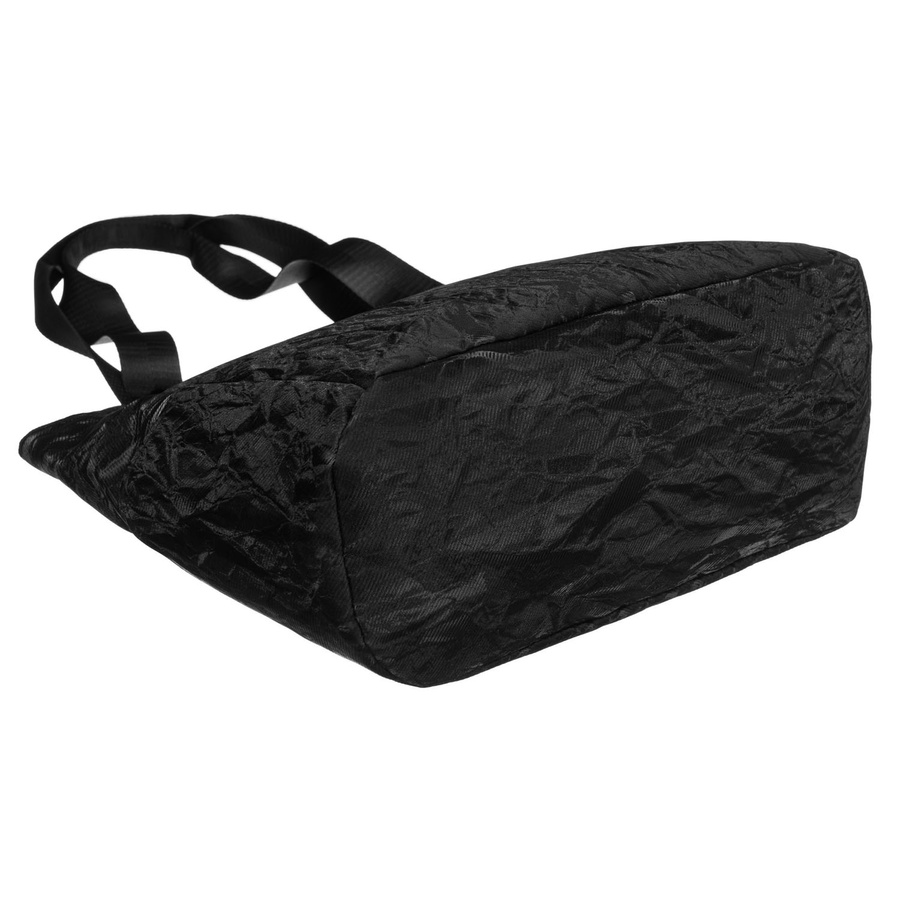 Czarna, duża torba damska z poliestru w marmurkowy wzór, zamykana suwakiem - Rovicky