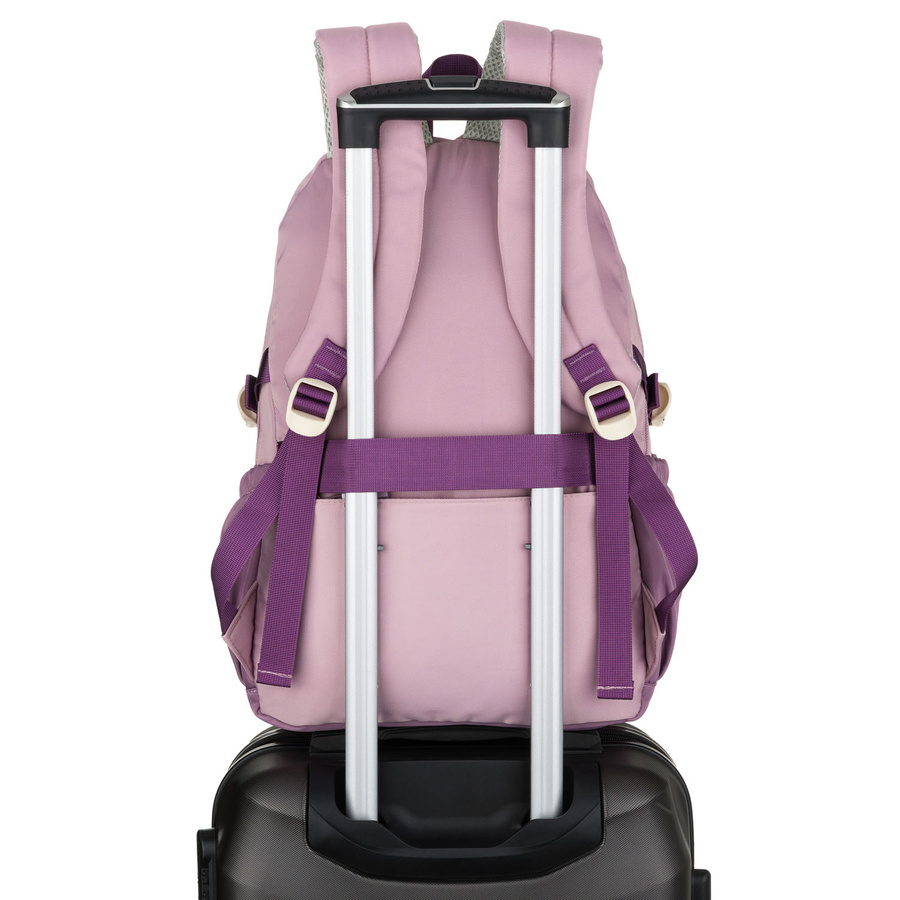 Miękki plecak szkolny z poliestru w białofioletowym kolorze, zawieszony na regulowanych szelkach - Peterson