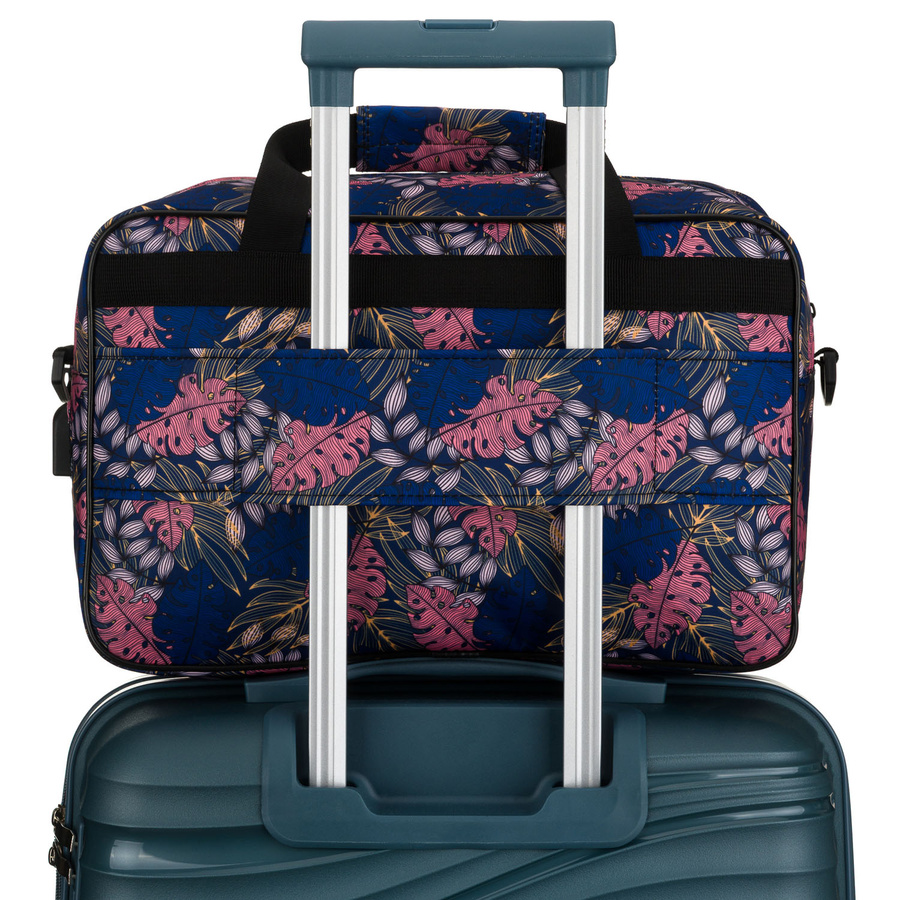 Torba podróżna wyposażona w dopinany pasek i zewnętrzną kieszeń zapinaną suwakiem - Rovicky