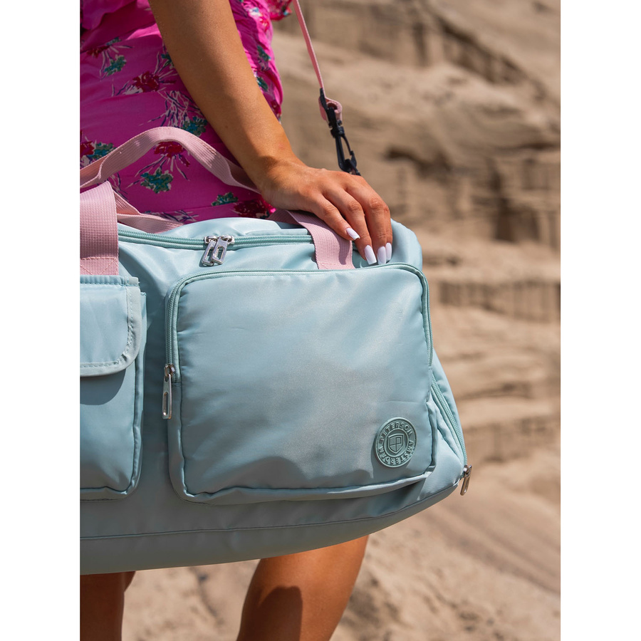 Zielono-różowa torba podróżna z poliestru zamykana na suwak - Peterson