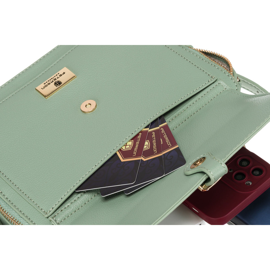 Modna listonoszka damska w zielonym kolorze wykonana ze skóry ekologicznej - Peterson