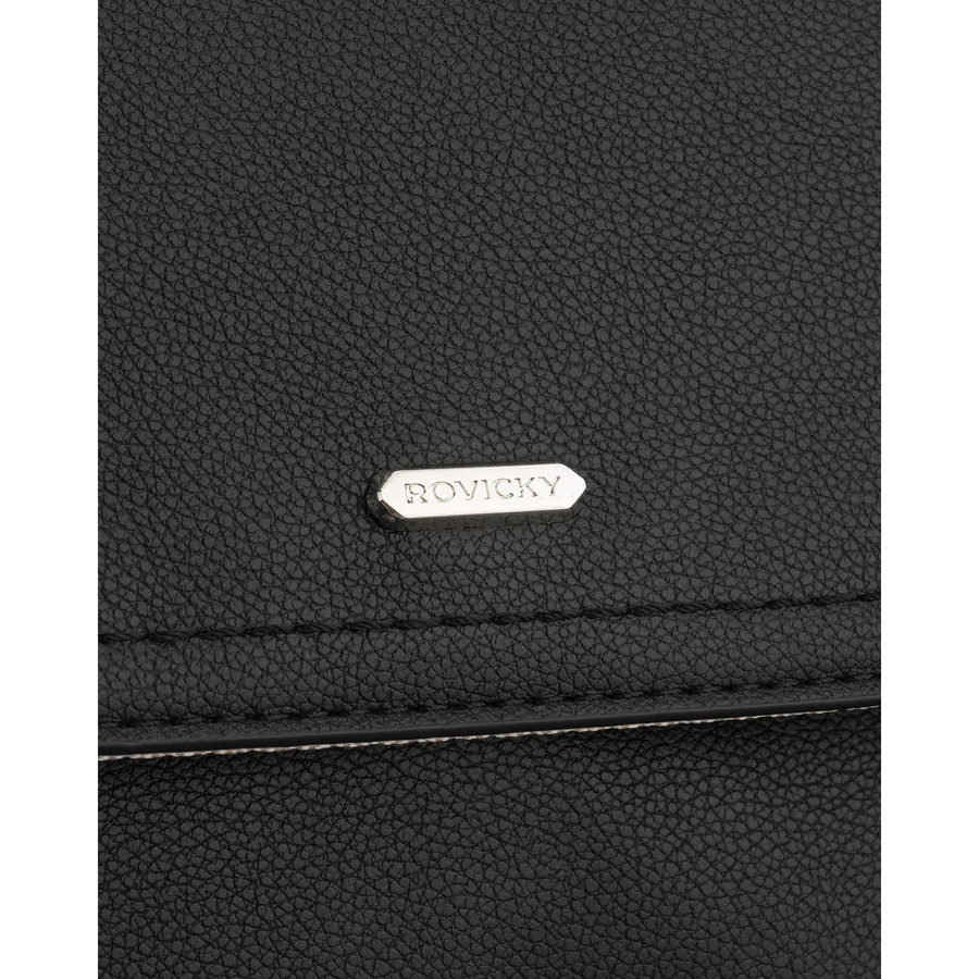 Czarny, miejski plecak damski ze skóry ekologicznej - Rovicky