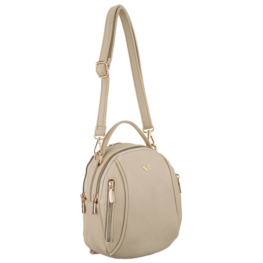 Mały plecak damski ze skóry ekologicznej w jasnobeżowym kolorze - Rovicky